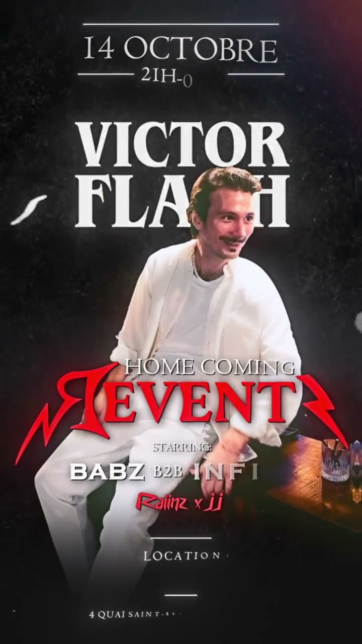 Victor Flash key art: the artist in white against a dark ground with red display lettering.